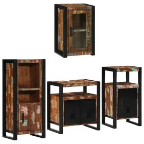 Juego de muebles de baño 4 pcs Madera reciclada maciza