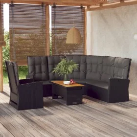 3-teiliges Gartenmöbel-Set und schwarze synthetische Rattankissen von vidaXL, Gartensets - Ref: Foro24-362177, Preis: 520,06 ...