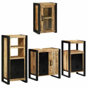 Juego de muebles de baño 4 pcs Marrón Madera de mango maciza