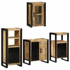 Juego de muebles de baño 4 pcs Marrón Madera de mango maciza
