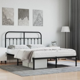 Bettgestell mit schwarzem Metallkopfteil 140x200 cm von vidaXL, Betten und Lattenroste - Ref: Foro24-352579, Preis: 116,14 €,...