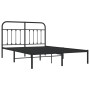 Bed frame with black metal headboard 140x200 cm by vidaXL, Beds and slatted bases - Ref: Foro24-352579, Price: 116,14 €, Disc...