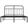 Bed frame with black metal headboard 140x200 cm by vidaXL, Beds and slatted bases - Ref: Foro24-352579, Price: 116,14 €, Disc...