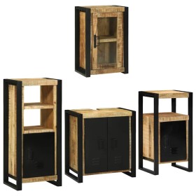 Juego de muebles de baño 4 pcs Marrón Madera de mango maciza