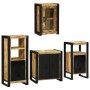 Juego de muebles de baño 4 pcs Marrón Madera de mango maciza