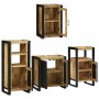 Juego de muebles de baño 4 pcs Marrón Madera de mango maciza