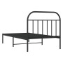 Bed frame with black metal headboard 107x203 cm by vidaXL, Beds and slatted bases - Ref: Foro24-353631, Price: 80,71 €, Disco...