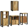 Juego de muebles de baño 4 pcs Marrón Madera de mango maciza