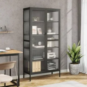 Hohes Sideboard aus Glas und schwarzem Stahl, 85 x 40 x 180 cm von vidaXL, Sideboards - Ref: Foro24-353004, Preis: 343,34 €, ...