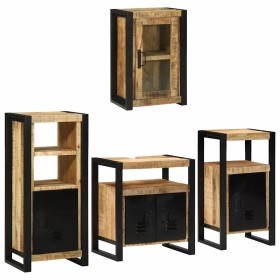 Juego de muebles de baño 4 pcs Marrón Madera de mango maciza
