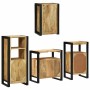 Juego de muebles de baño 4 pcs Marrón Madera de mango maciza