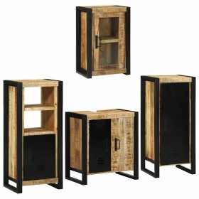 Juego de muebles de baño 4 pcs Marrón Madera de mango maciza