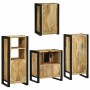 Juego de muebles de baño 4 pcs Marrón Madera de mango maciza