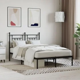 Bed frame with black metal headboard 120x190 cm by vidaXL, Beds and slatted bases - Ref: Foro24-353534, Price: 108,97 €, Disc...