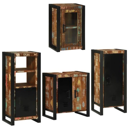 Juego de muebles de baño 4 pcs Madera reciclada maciza