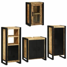 Juego de muebles de baño 4 pcs Marrón Madera de mango maciza