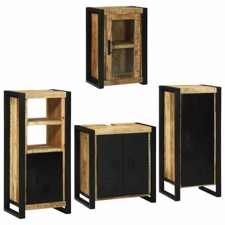 Juego de muebles de baño 4 pcs Marrón Madera de mango maciza