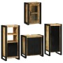 Juego de muebles de baño 4 pcs Marrón Madera de mango maciza
