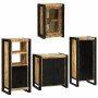Juego de muebles de baño 4 pcs Marrón Madera de mango maciza