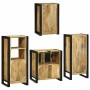 Juego de muebles de baño 4 pcs Marrón Madera de mango maciza
