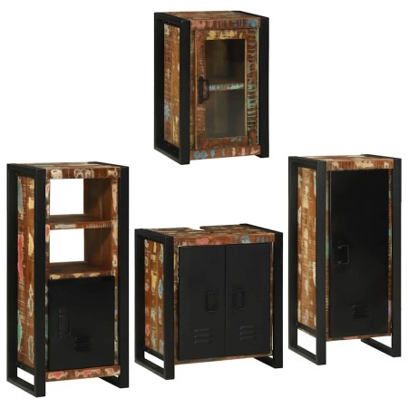 Juego de muebles de baño 4 pcs Madera reciclada maciza