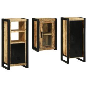 Juego de muebles de baño 3 pcs Marrón Madera de mango maciza