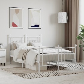 Estructura cama metal con cabecero y estribo blanco 120x190 cm de vidaXL, Camas y somieres - Ref: Foro24-353601, Precio: 125,...