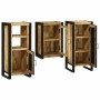 Juego de muebles de baño 3 pcs Marrón Madera de mango maciza