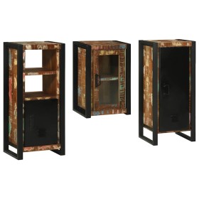 Juego de muebles de baño 3 pcs Madera reciclada maciza