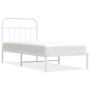 Bettgestell aus Metall mit weißem Kopfteil 90x200 cm von vidaXL, Betten und Lattenroste - Ref: Foro24-352620, Preis: 65,88 €,...