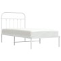 Bettgestell aus Metall mit weißem Kopfteil 90x200 cm von vidaXL, Betten und Lattenroste - Ref: Foro24-352620, Preis: 65,88 €,...
