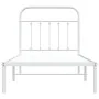 Bettgestell aus Metall mit weißem Kopfteil 90x200 cm von vidaXL, Betten und Lattenroste - Ref: Foro24-352620, Preis: 64,98 €,...