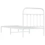 Bettgestell aus Metall mit weißem Kopfteil 90x200 cm von vidaXL, Betten und Lattenroste - Ref: Foro24-352620, Preis: 64,98 €,...