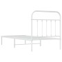 Bettgestell aus Metall mit weißem Kopfteil 90x200 cm von vidaXL, Betten und Lattenroste - Ref: Foro24-352620, Preis: 65,88 €,...