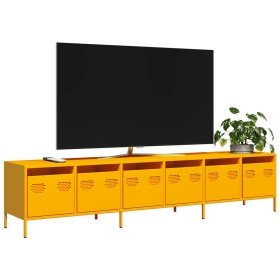Mueble TV acero laminado en frío amarillo mostaza 202x39x43,5cm Mueble TV acero laminado en frío amarillo mostaza 202x39x43,5cm