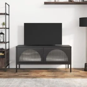 Mueble de TV vidrio y acero negro 105x35x50 cm de vidaXL, Muebles TV - Ref: Foro24-352998, Precio: 155,21 €, Descuento: %