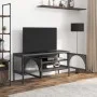 Black glass and steel TV cabinet 105x35x50 cm by vidaXL, TV Furniture - Ref: Foro24-352998, Price: 155,21 €, Discount: %