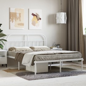 Estructura de cama de metal con cabecero blanca 140x190 cm