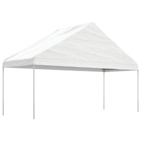 Cenador con techo polietileno blanco 5,88x2,23x3,75 m