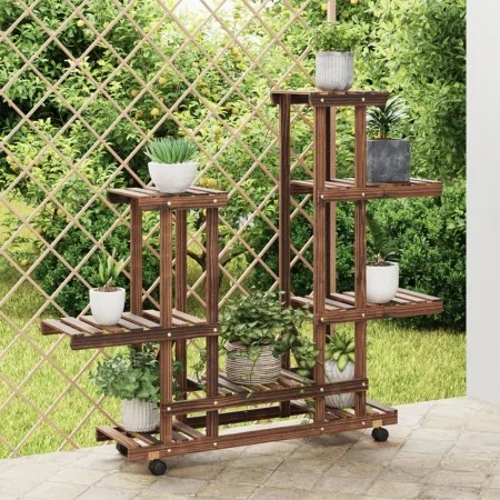 Blumenständer mit Rädern aus massivem Tannenholz 95x25x101 cm von vidaXL, Topfständer - Ref: Foro24-362863, Preis: 47,76 €, R...