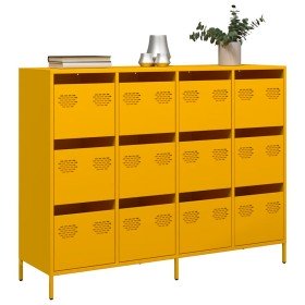 Aparador acero laminado en frío amarillo mostaza 135x39x103,5cm