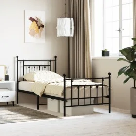 Bed frame with headboard and black metal footboard 80x200 cm by vidaXL, Beds and slatted bases - Ref: Foro24-353546, Price: 8...