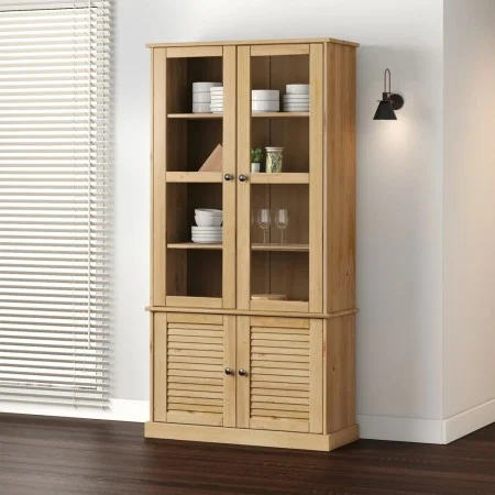 VIGO cabinet with display case solid pine wood 85x35x170 cm by vidaXL, Bookcases and shelves - Ref: Foro24-353193, Price: 305...