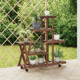 Blumenständer aus massivem Tannenholz mit Rädern 95x25x101 cm von vidaXL, Topfständer - Ref: Foro24-362881, Preis: 60,80 €, R...