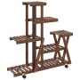 Soporte de flores con ruedas madera maciza abeto 95x25x101 cm de vidaXL, Soportes para macetas - Ref: Foro24-362881, Precio: ...