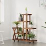 Soporte de flores con ruedas madera maciza abeto 95x25x101 cm de vidaXL, Soportes para macetas - Ref: Foro24-362881, Precio: ...