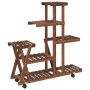 Soporte de flores con ruedas madera maciza abeto 95x25x101 cm de vidaXL, Soportes para macetas - Ref: Foro24-362881, Precio: ...