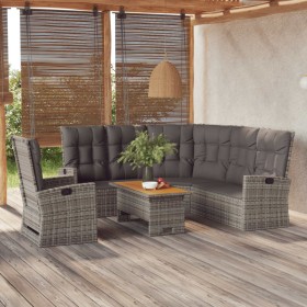 3-piece garden furniture set with gray synthetic rattan cushions by vidaXL, Garden sets - Ref: Foro24-362178, Price: 631,04 €...