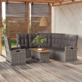 3-piece garden furniture set with gray synthetic rattan cushions by vidaXL, Garden sets - Ref: Foro24-362178, Price: 590,69 €...