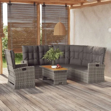 3-piece garden furniture set with gray synthetic rattan cushions by vidaXL, Garden sets - Ref: Foro24-362178, Price: 590,69 €...